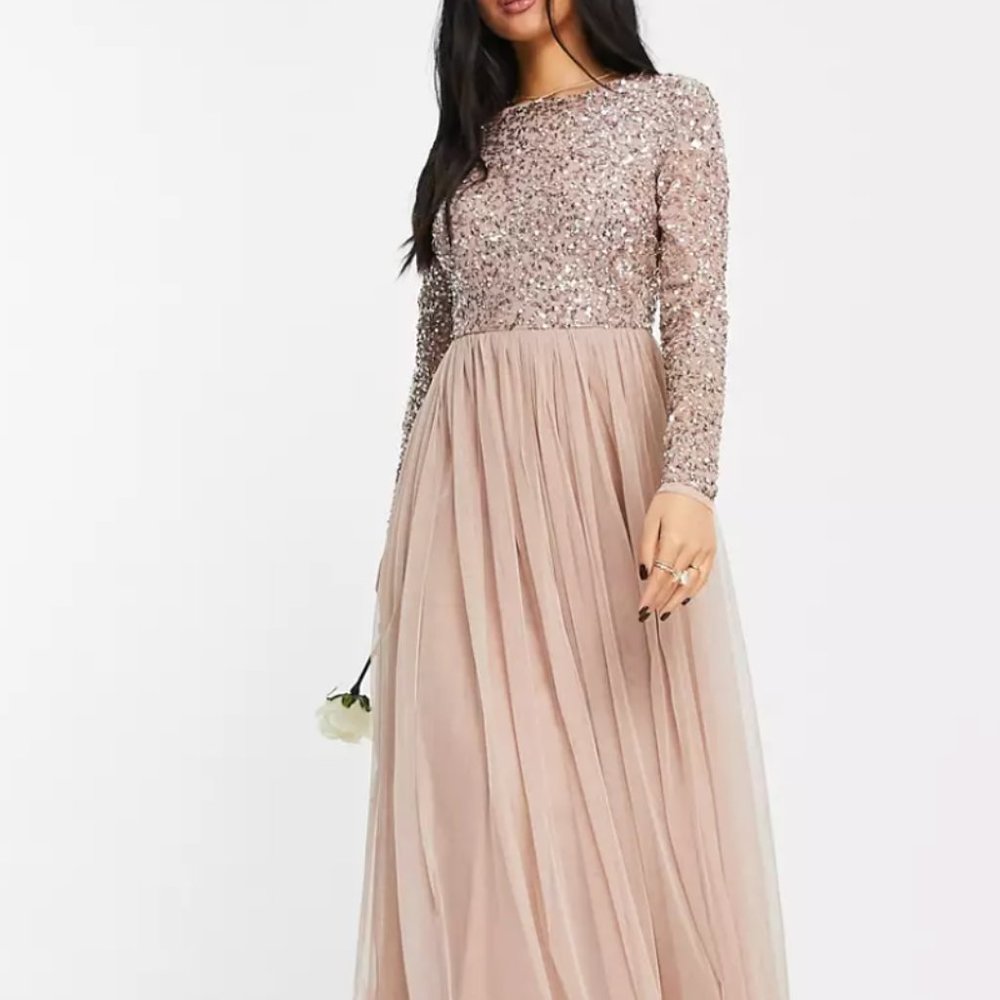 Maya Petite Bridesmaid long sleeve maxi dress